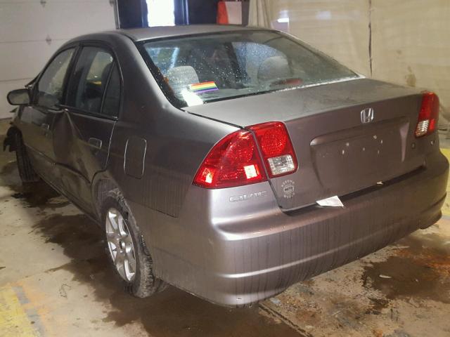 1HGES16554L012305 - 2004 HONDA CIVIC LX GRAY photo 3