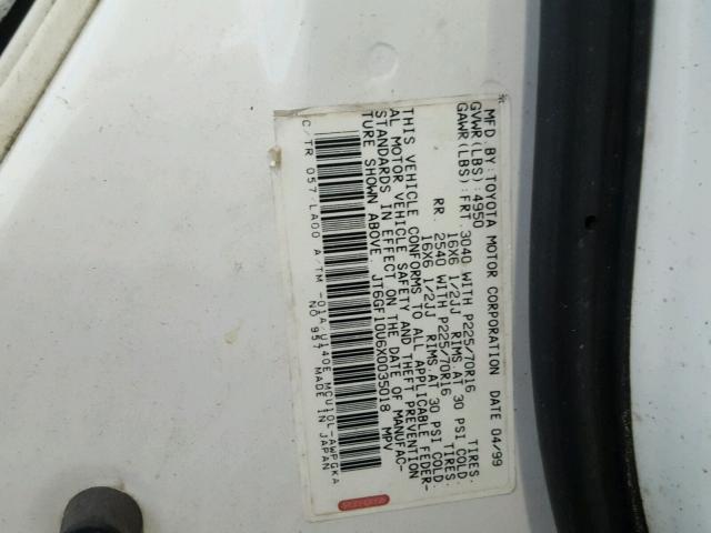 JT6GF10U6X0035018 - 1999 LEXUS RX 300 WHITE photo 10