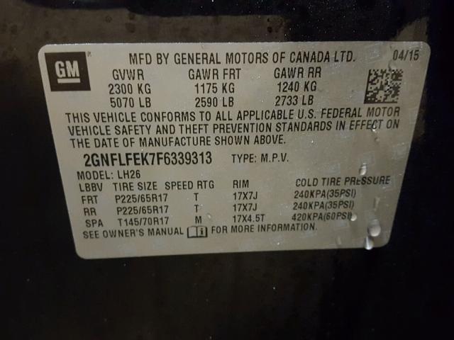 2GNFLFEK7F6339313 - 2015 CHEVROLET EQUINOX LT BLACK photo 10