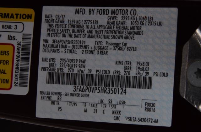 3FA6P0VP5HR350124 - 2017 FORD FUSION SPO BURGUNDY photo 7