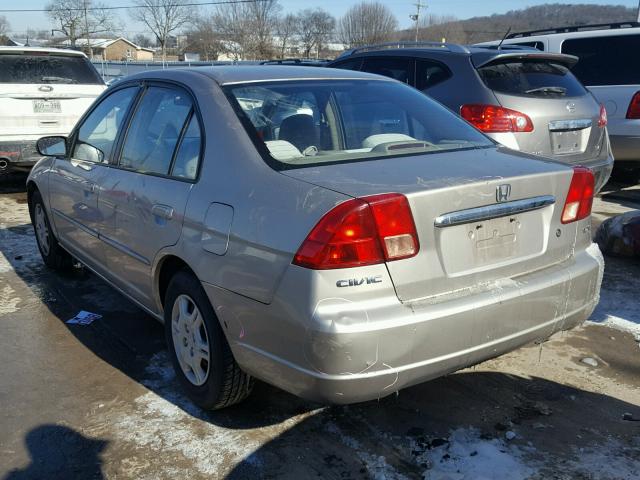 1HGES16592L062654 - 2002 HONDA CIVIC LX TAN photo 3