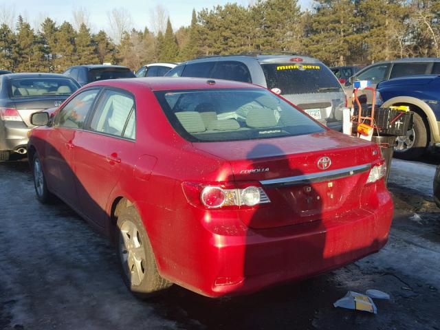 5YFBU4EE5DP099516 - 2013 TOYOTA COROLLA BA RED photo 3