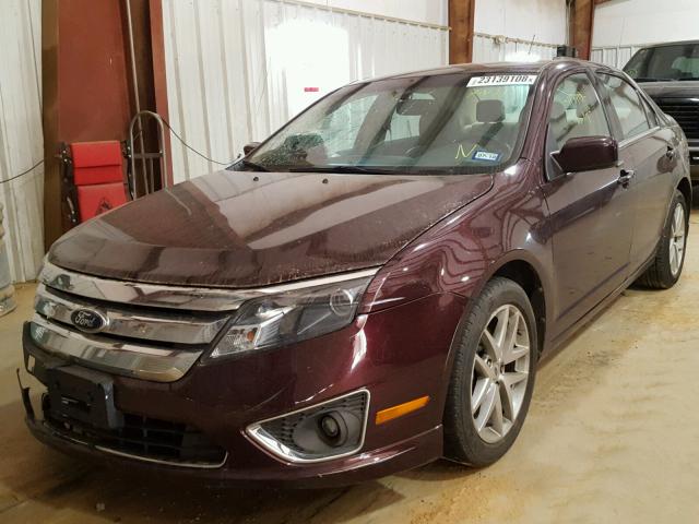 3FAHP0JA2CR297031 - 2012 FORD FUSION SEL MAROON photo 2