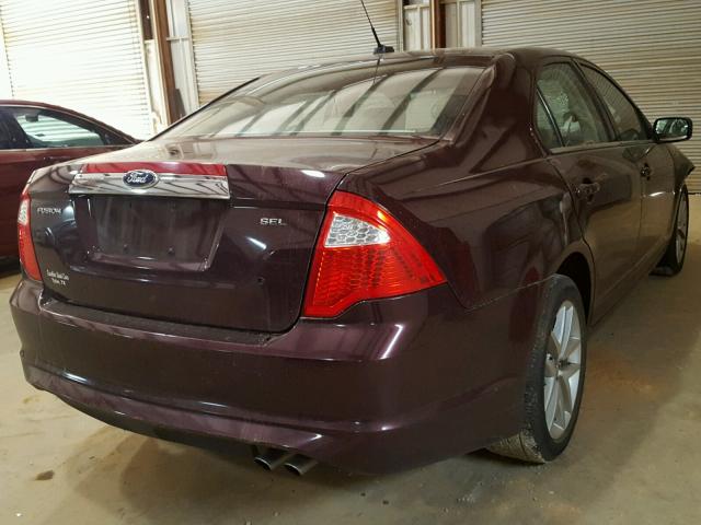 3FAHP0JA2CR297031 - 2012 FORD FUSION SEL MAROON photo 4