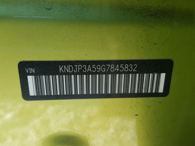 KNDJP3A59G7845832 - 2016 KIA SOUL + GREEN photo 10