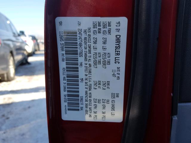 2D4FV47T48H177826 - 2008 DODGE MAGNUM RED photo 10