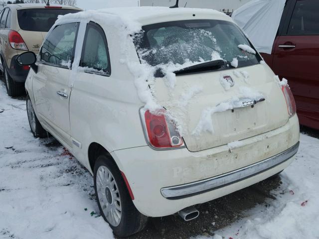 3C3CFFCR0CT106422 - 2012 FIAT 500 LOUNGE WHITE photo 3