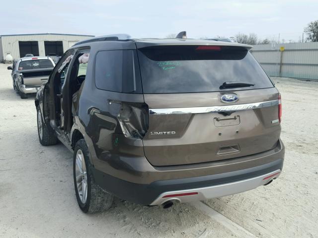 1FM5K7FH0GGC40233 - 2016 FORD EXPLORER L BROWN photo 3