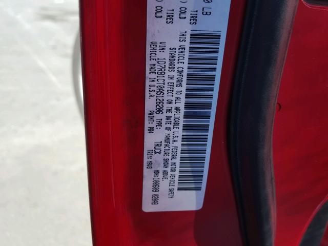 1D7RB1CT0AS126206 - 2010 DODGE RAM 1500 RED photo 10