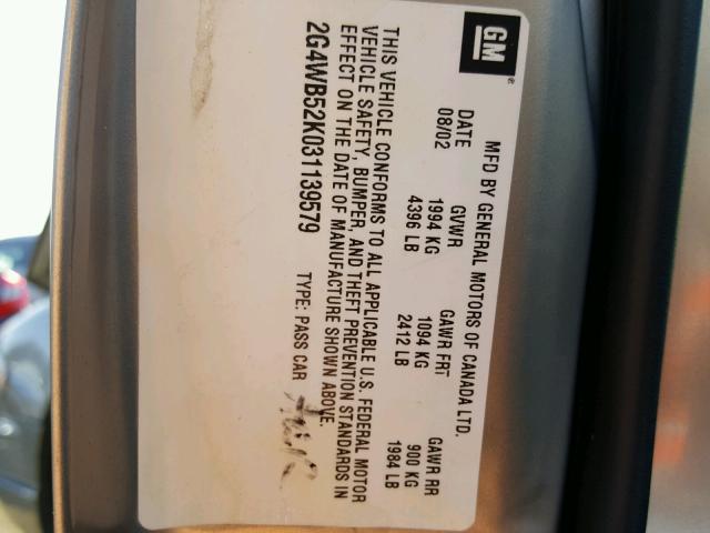 2G4WB52K031139579 - 2003 BUICK REGAL LS 金色 照片 10