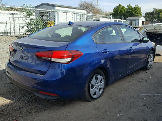 3KPFK4A7XHE115232 - 2017 KIA FORTE LX BLUE photo 4