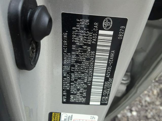 4T1BE32K65U424336 - 2005 TOYOTA CAMRY LE SILVER photo 10