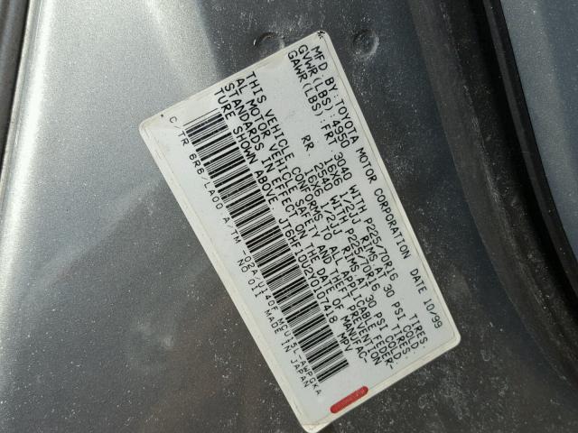 JT6HF10U2Y0107418 - 2000 LEXUS RX300 GRAY photo 10