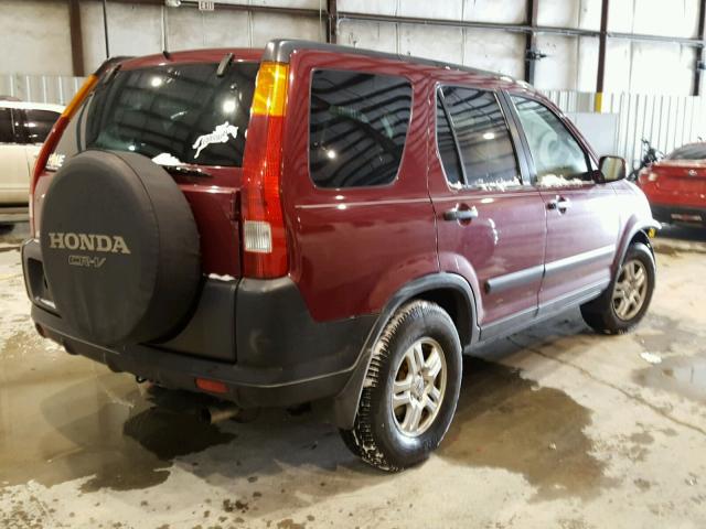 JHLRD78842C076954 - 2002 HONDA CR-V EX BURGUNDY photo 4