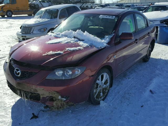 JM1BK32G281182689 - 2008 MAZDA 3 I MAROON photo 2