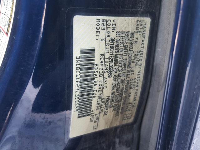 3N1BC11E29L355559 - 2009 NISSAN VERSA S BLUE photo 10