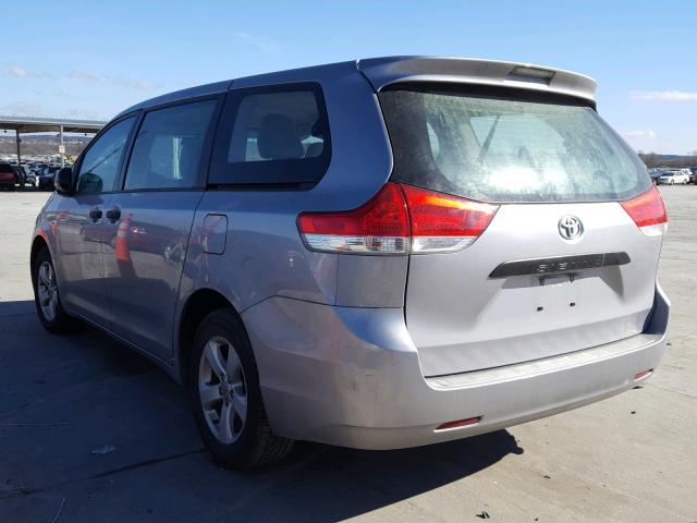 5TDKA3DC6CS015390 - 2012 TOYOTA SIENNA BAS SILVER photo 3