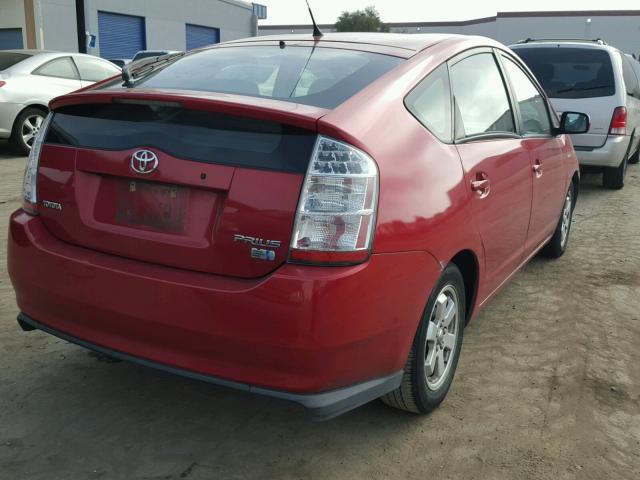 JTDKB20U683389299 - 2008 TOYOTA PRIUS RED photo 4