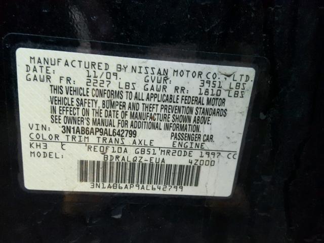 3N1AB6AP9AL642799 - 2010 NISSAN SENTRA 2.0 BLACK photo 10