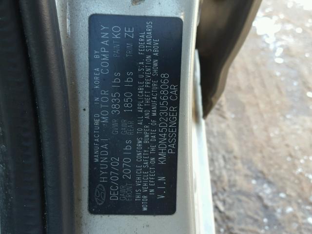 KMHDN45D23U568068 - 2003 HYUNDAI ELANTRA GL GOLD photo 10