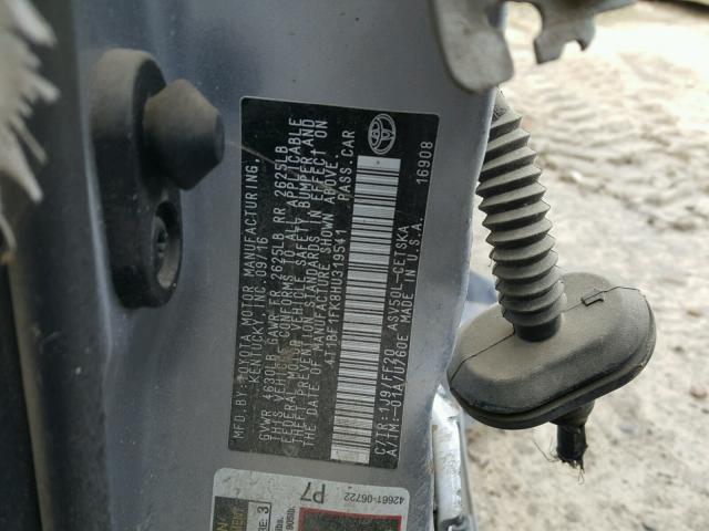 4T1BF1FK8HU319541 - 2017 TOYOTA CAMRY LE 银色 照片 10