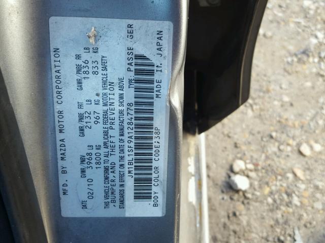 JM1BL1SF9A1284778 - 2010 MAZDA 3 I GRAY photo 10