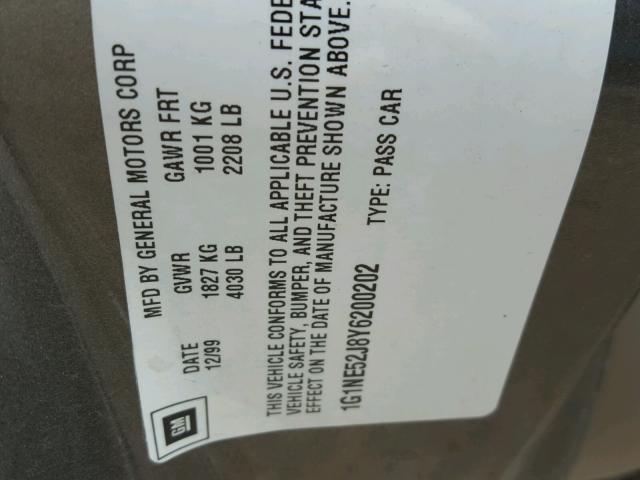 1G1NE52J8Y6200202 - 2000 CHEVROLET MALIBU LS Qəhvəyi foto 10