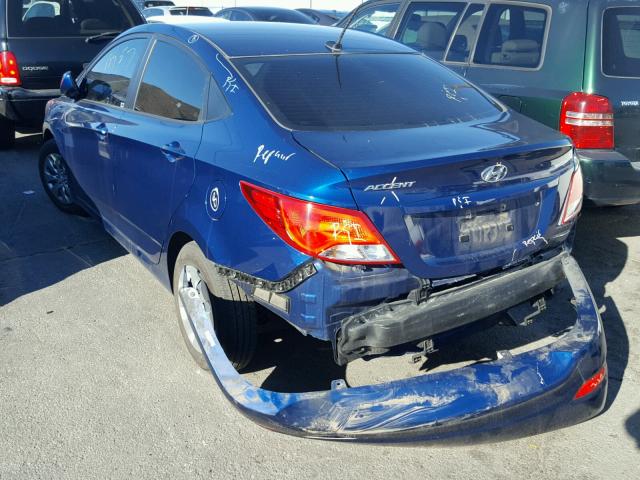 KMHCT4AE6GU099251 - 2016 HYUNDAI ACCENT SE BLUE photo 3