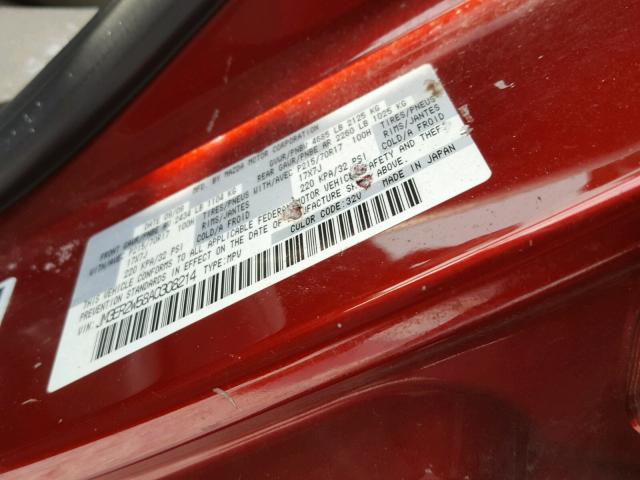 JM3ER2W58A0308214 - 2010 MAZDA CX-7 RED photo 10