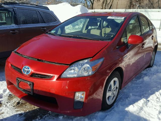 JTDKN3DUXB5333269 - 2011 TOYOTA PRIUS RED photo 2