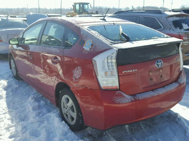 JTDKN3DUXB5333269 - 2011 TOYOTA PRIUS RED photo 3