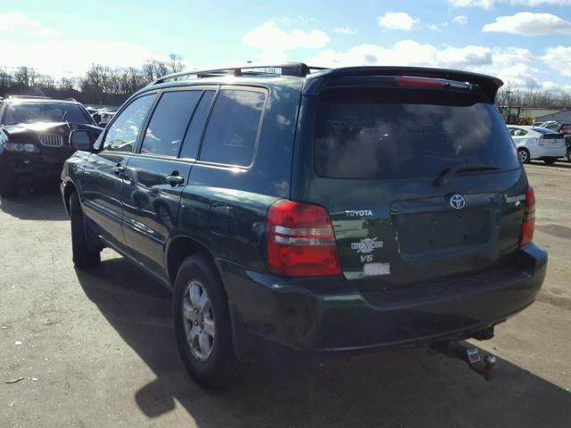 JTEHF21A110020727 - 2001 TOYOTA HIGHLANDER GREEN photo 3