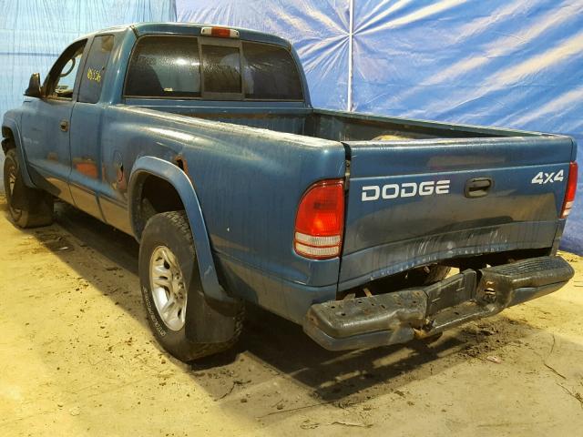 1B7GG32N12S582671 - 2002 DODGE DAKOTA SPO BLUE photo 3