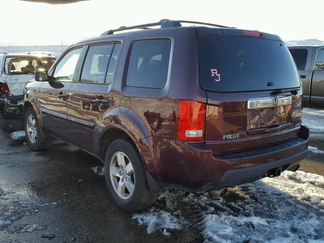 5FNYF4H53BB026461 - 2011 HONDA PILOT EXL MAROON photo 3