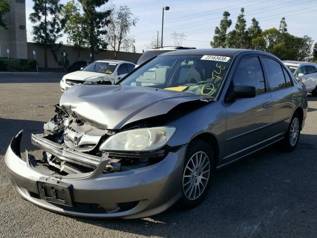 2HGES165X5H567555 - 2005 HONDA CIVIC LX GRAY photo 2