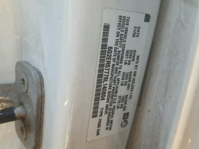 6G2ER57778L140804 - 2008 PONTIAC G8 WHITE photo 10