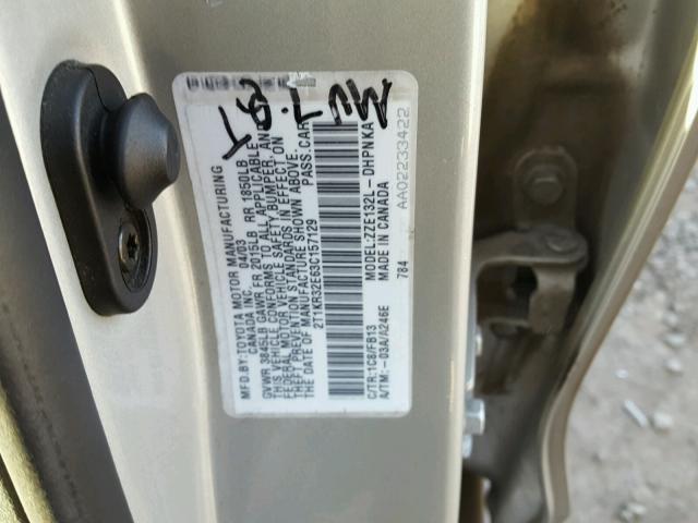 2T1KR32E63C157129 - 2003 TOYOTA COROLLA MA SILVER photo 10