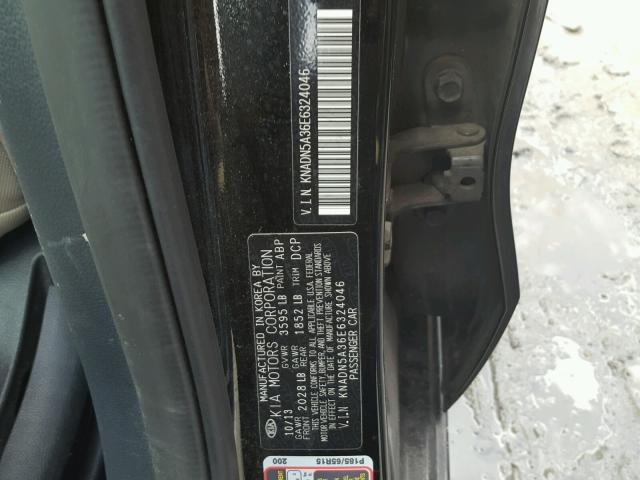 KNADN5A36E6324046 - 2014 KIA RIO EX BLACK photo 10