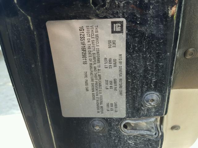 1G1ZS51F16F290118 - 2006 CHEVROLET MALIBU LS BLACK photo 10