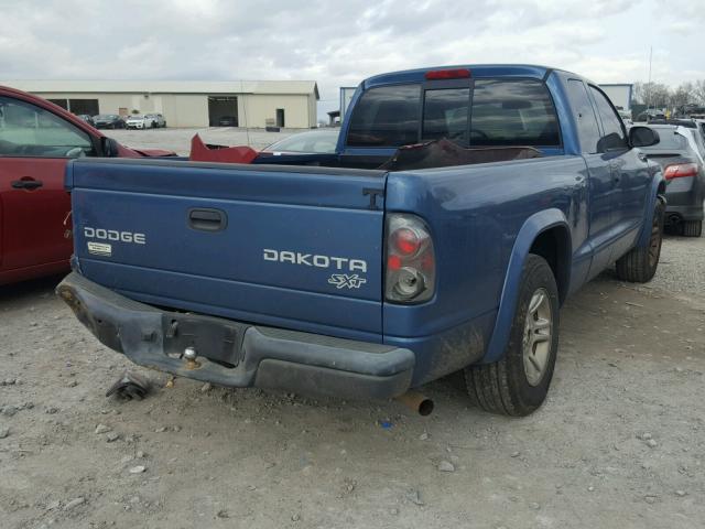 1D7GL12K84S747856 - 2004 DODGE DAKOTA SXT BLUE photo 4