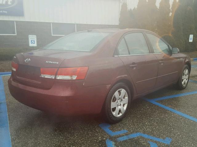 5NPET46C07H286760 - 2007 HYUNDAI SONATA GLS MAROON photo 4