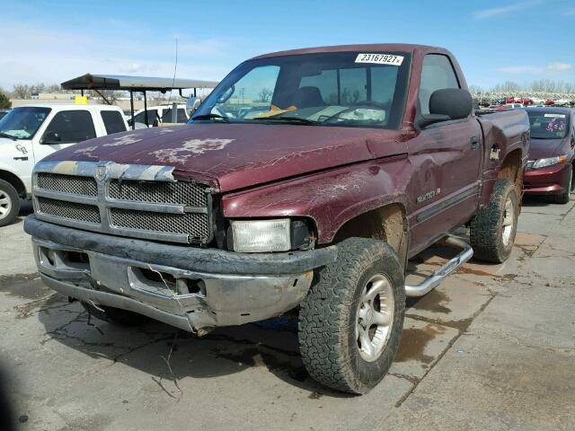 1B7HF16Z21S207590 - 2001 DODGE RAM 1500 MAROON photo 2