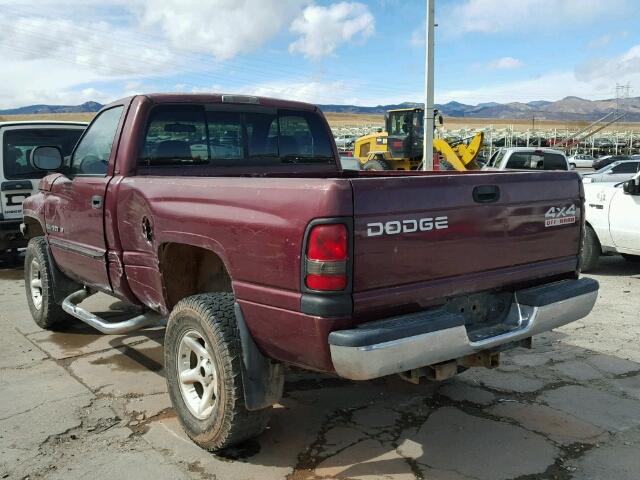 1B7HF16Z21S207590 - 2001 DODGE RAM 1500 MAROON photo 3