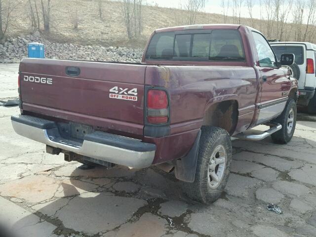 1B7HF16Z21S207590 - 2001 DODGE RAM 1500 MAROON photo 4