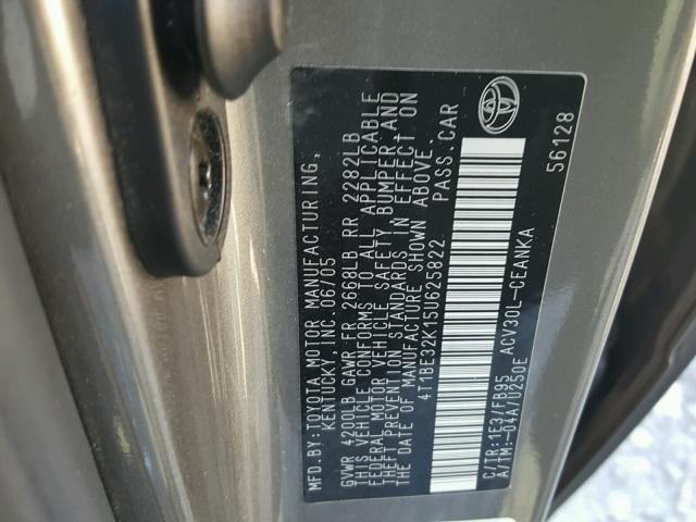 4T1BE32K15U625822 - 2005 TOYOTA CAMRY LE GRAY photo 10