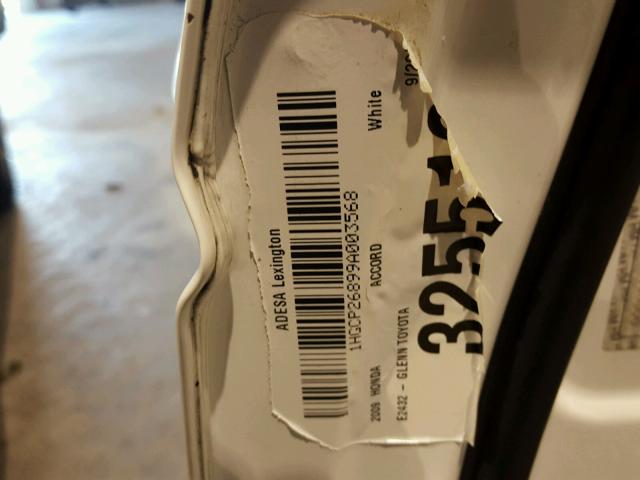 1HGCP26899A003568 - 2009 HONDA ACCORD EXL WHITE photo 10