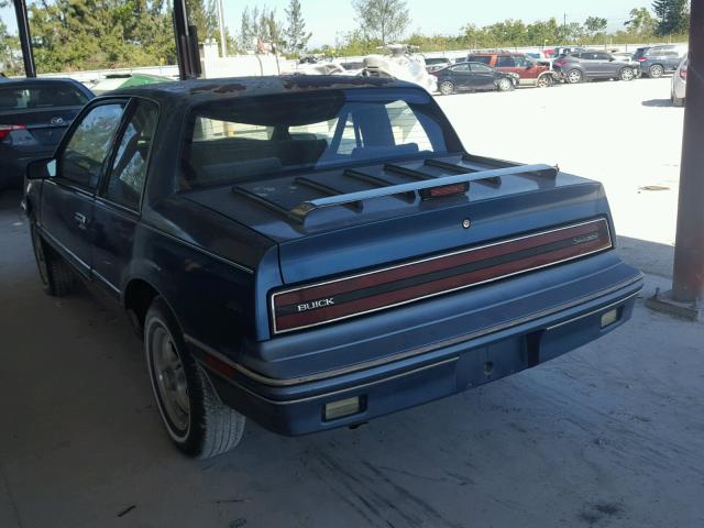 1G4NJ14U2KM002135 - 1989 BUICK SKYLARK CU BLUE photo 3