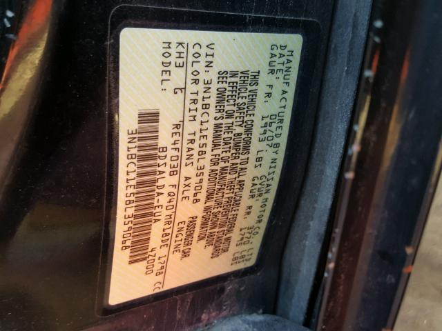 3N1BC11E58L359068 - 2008 NISSAN VERSA S BLACK photo 10