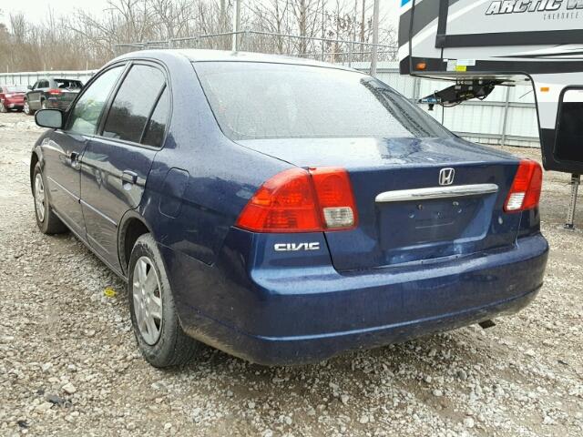 1HGES16663L021800 - 2003 HONDA CIVIC LX BLUE photo 3