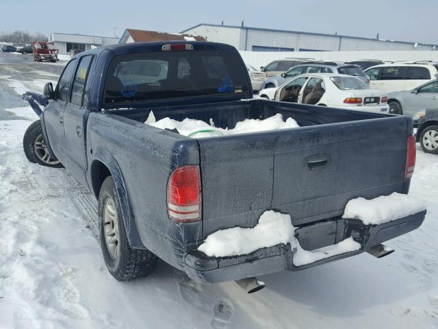 1B7HG38N32S548887 - 2002 DODGE DAKOTA QUA BLUE photo 3